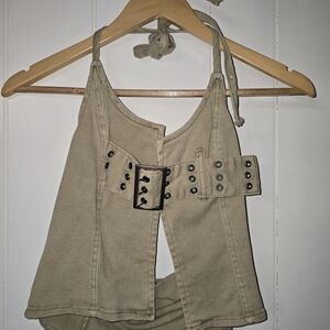 Sexy Halter Belted Crop Top